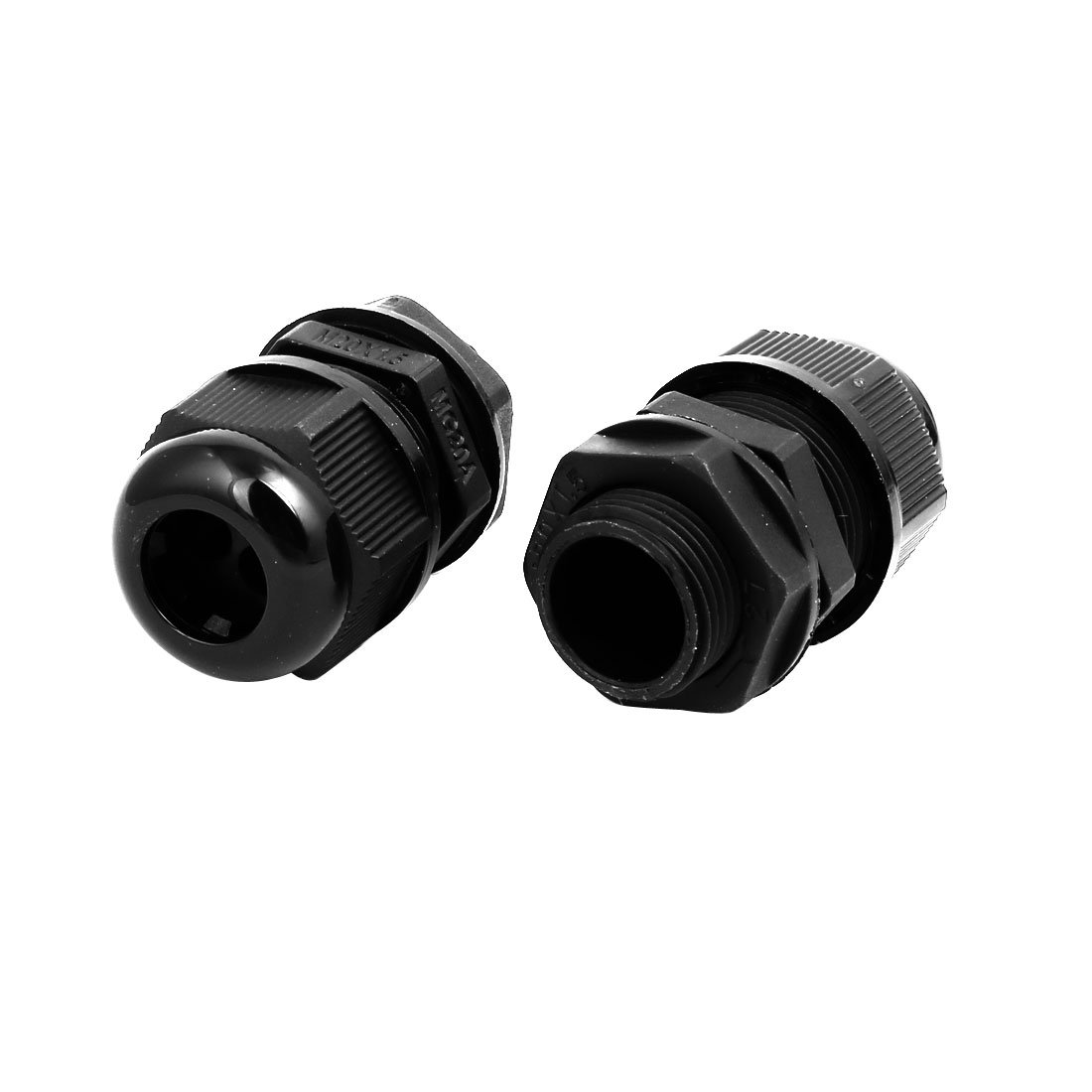 Aexit M20x1.5mm 4.3mm-6mm Transmission Adjustable 2 Holes Cable Gland Joint Black 10pcs