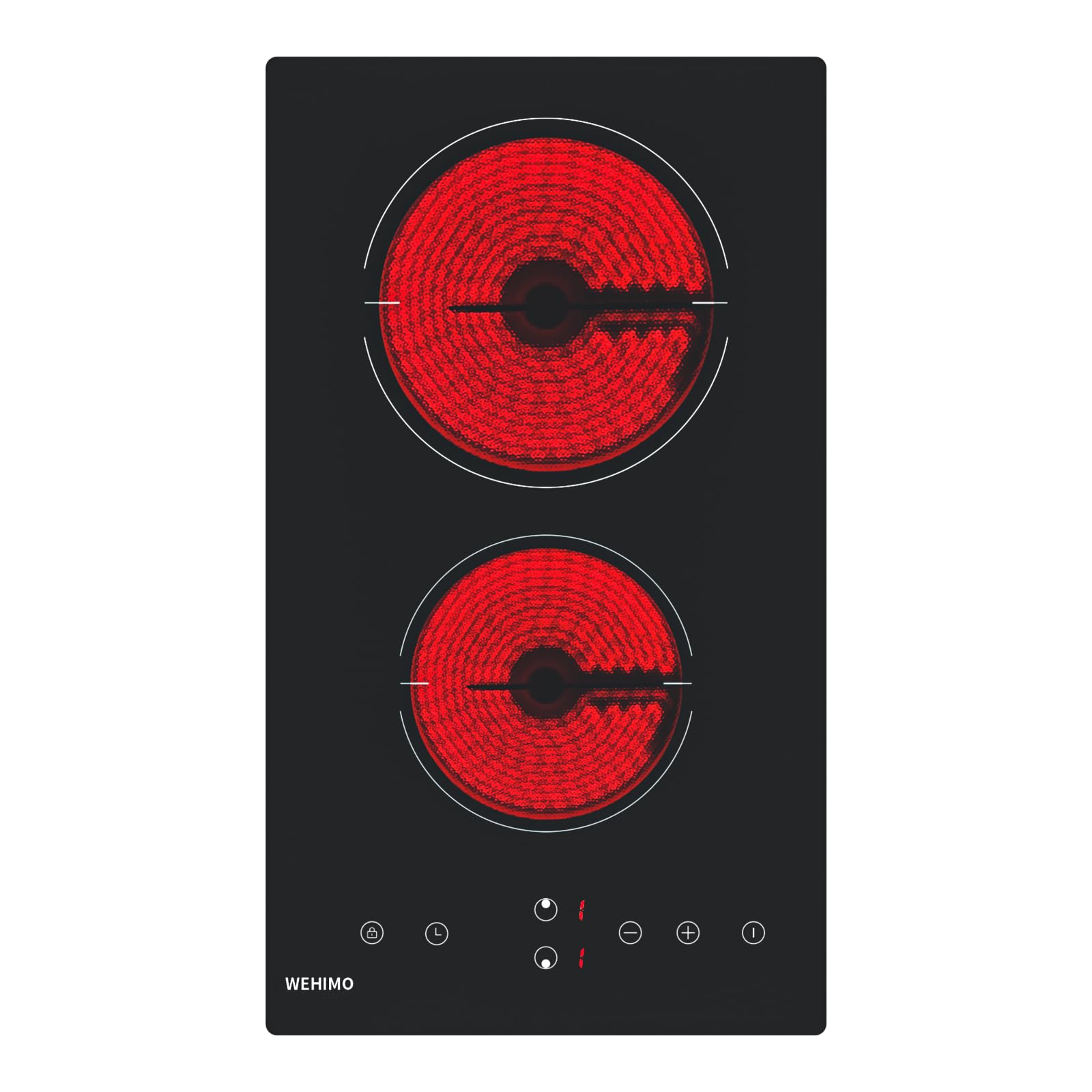 Placa Vitrocerámica 2 Fuegos Potencia 3000W Bloqueo Infantil,9 niveles de Potencia,Control Táctil,Indicador de Calor,Temporizador