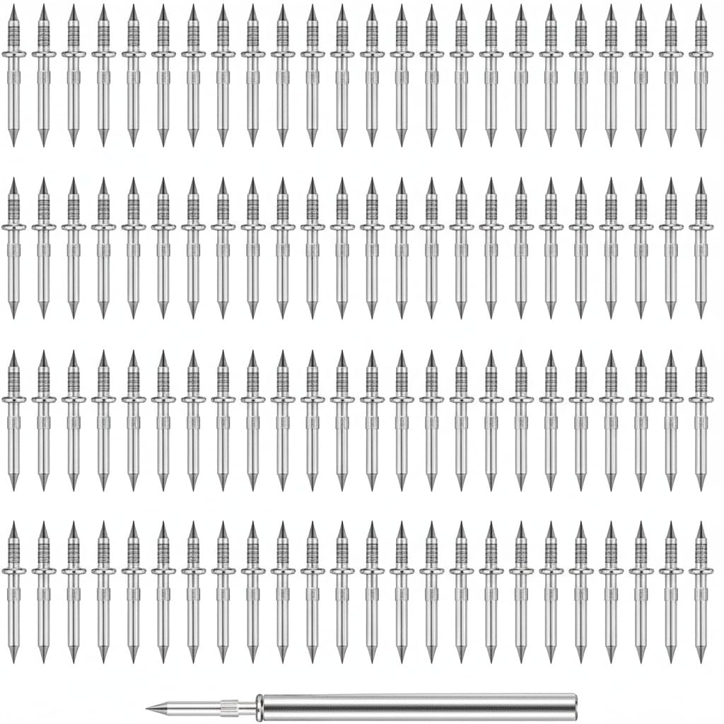 100PCS Double-Headed Skirting Nails with Nail Sleeve Tool – Traceless Skirting Board Fasteners for Home Decoration & Carpentry