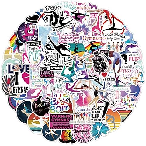 100 Pcs Gymnastics Stickers Laptop Car Scrapbook Phone Skateboard Bike Travel Case Cute Girls Gymnastics Stickers Vinyl Waterproof Aesthetic Personalised Stickers for Teens Boys Girls Adults Cover