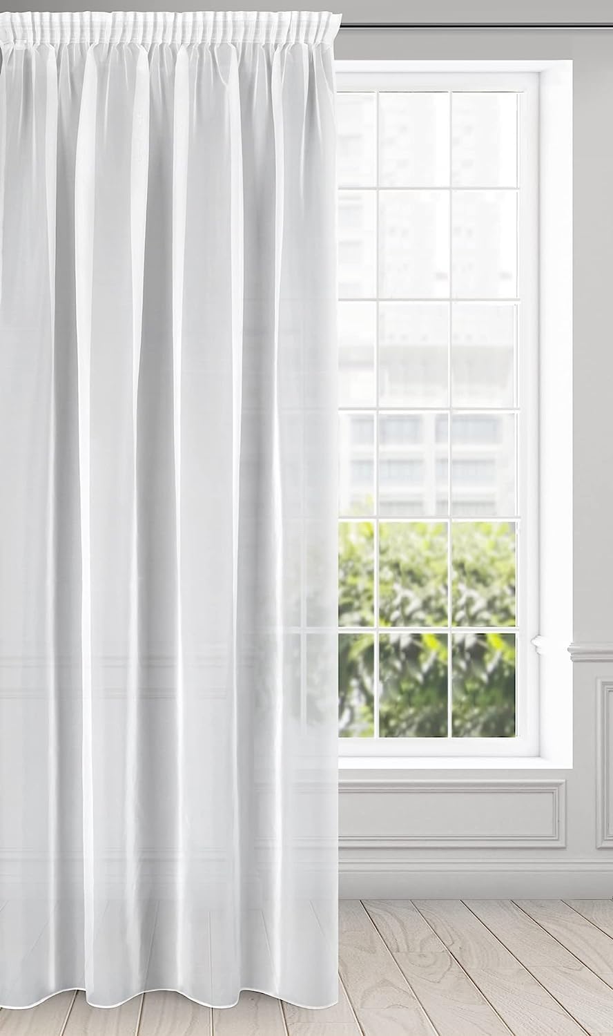 Rideau En Voile Transparent Avec œillets - 1 Pièce 300x250 Cm, Aspect Lin, Pour Salon Ou Chambre