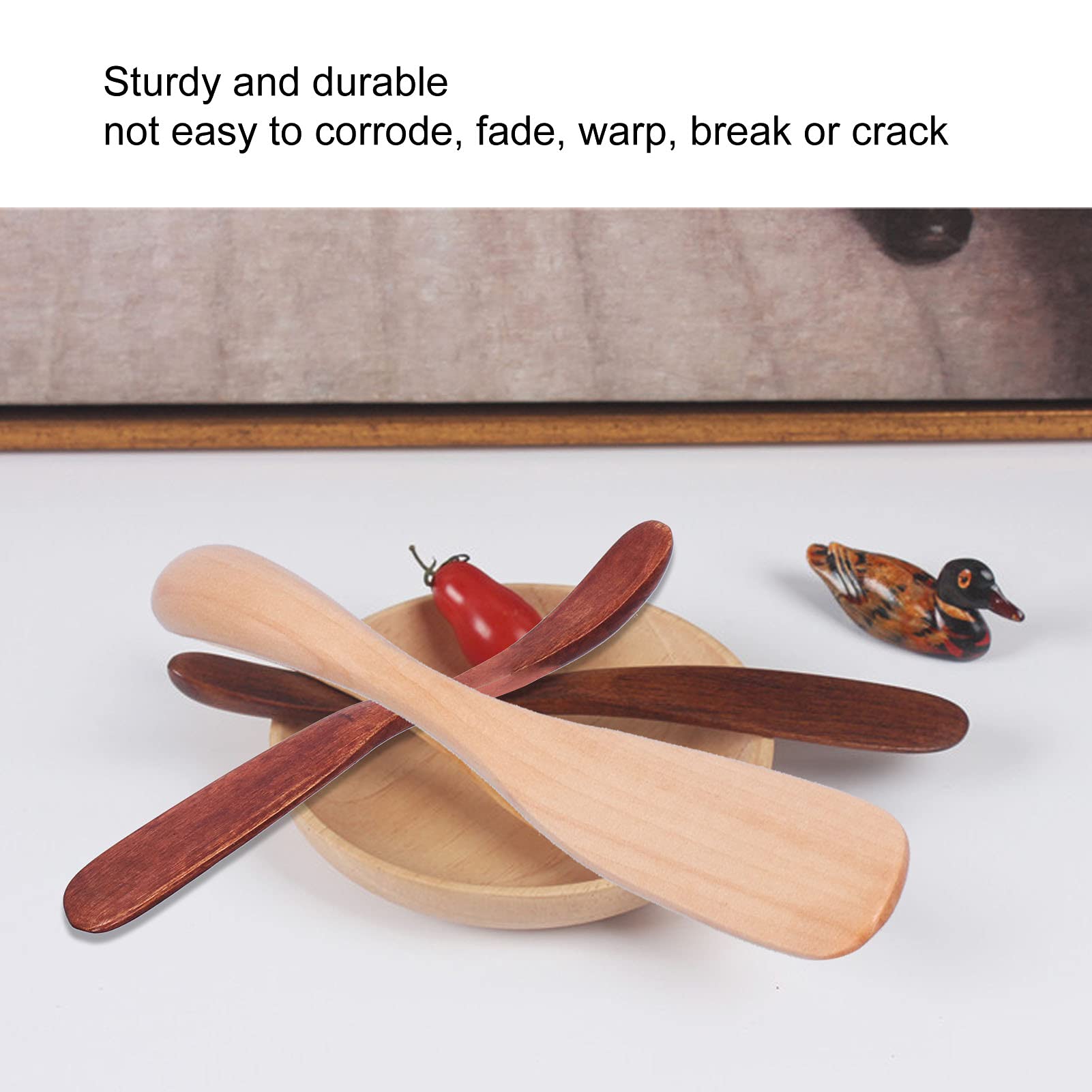 Gsycle 10PCS Butter Spreader, Wooden Dinner Knife Cheese Spreader Cake Knife Kitchen Tool for Bread Bakery Cake Jam Cheese Butter(Red)