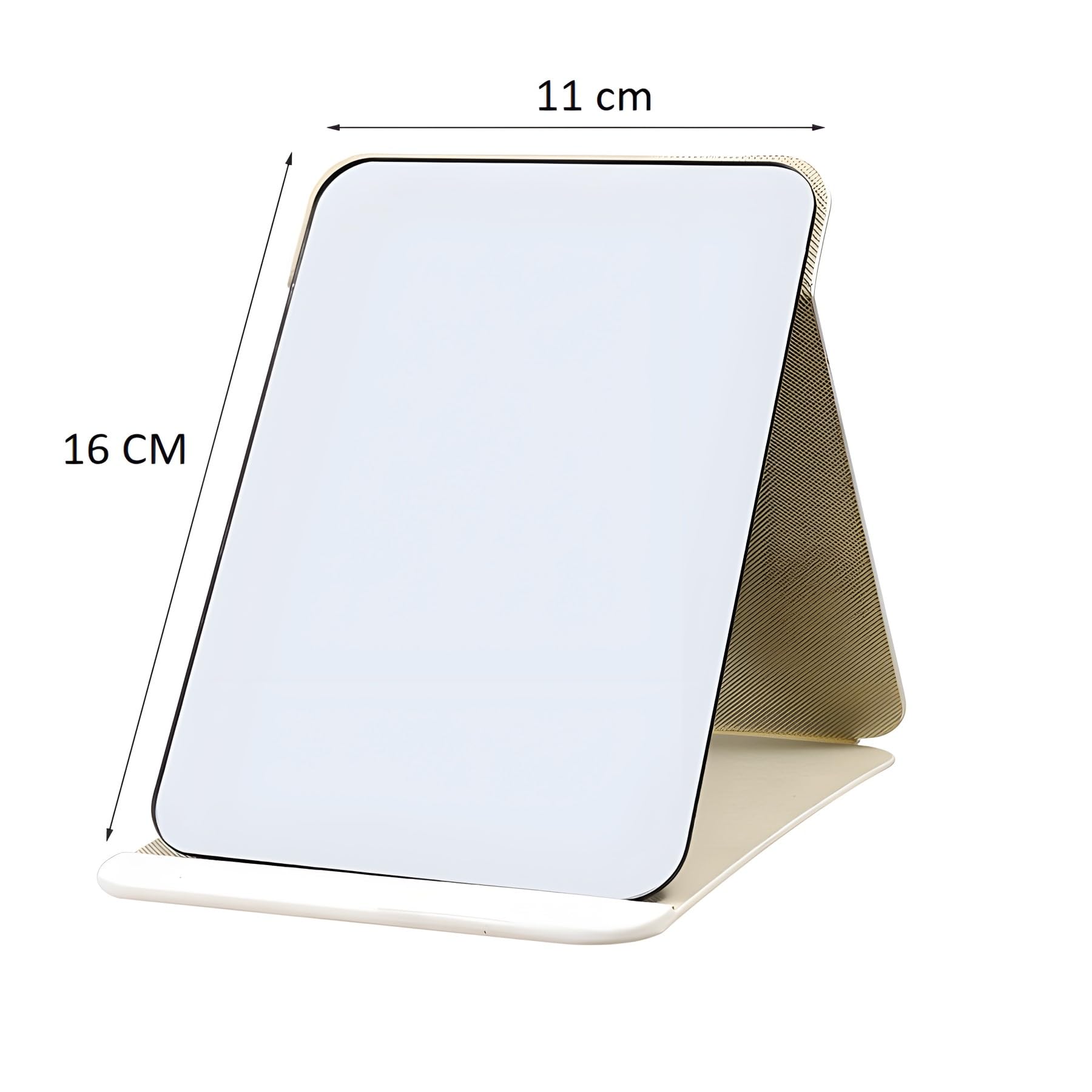 ONICORN® Foldable Makeup Mirror with Stand, Compact Portable Folding Free Standing Travel Vanity Mirror, Frameless PU Leather (Round Edge White 1 PCS) - Image 9 thumbnail