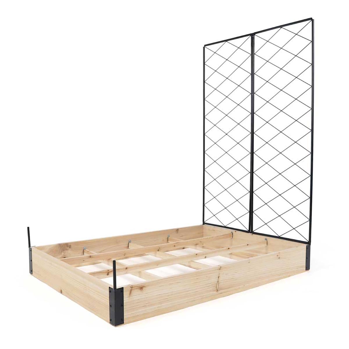 Carré Potager en Bois de Sapin avec Treillis - 115x80x128cm