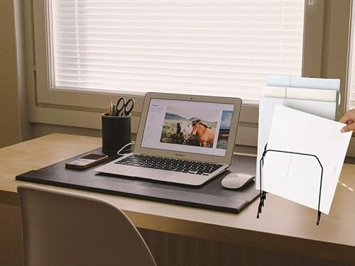 Miniatura 7 de Organizador de archivos 1InTheOffice para escritorio con inclinación de metal, con 8 compartimentos, negro, Negro