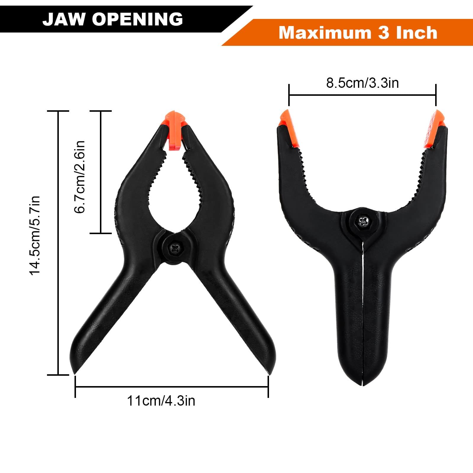 AKOLAFE 16PCS Plastic Spring Clamps 6 Inch Photo Backdrop Clips Clamps Set Balloon Arch Clips for Backdrop Stand Large Spring Clips Heavy Duty Black Muslin Clamp for Woodworking Crafts Pool Cover Tarp