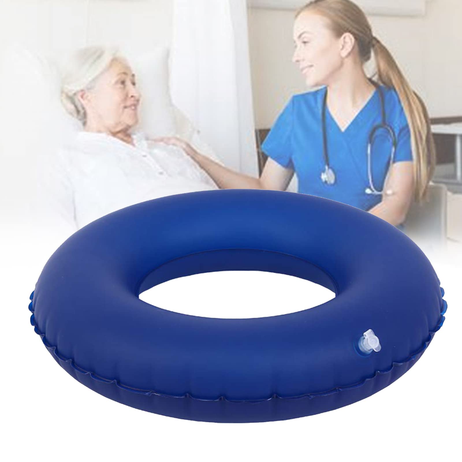 Almohada Inflable Portátil En Forma De Dona para Aliviar El Dolor De Coxis, Almohadilla Antiescaras, Cojín De Aire para Escaras, Hemorroides, Embarazo, con Bomba D,Blue