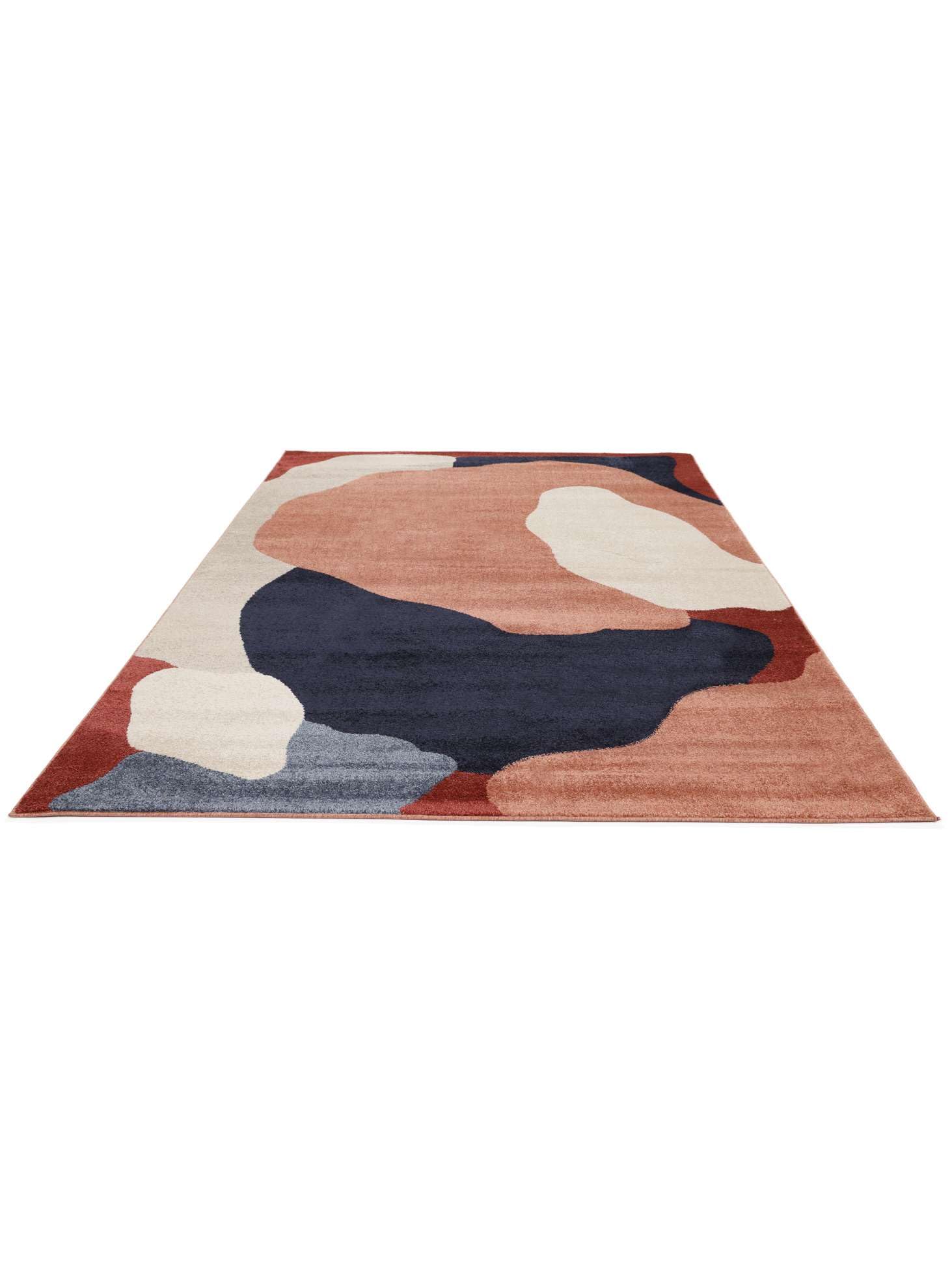 RugVista Big Sur, Alfombra, Modernas, 140 x 200 cm, Rectangular, Pelo Medio, Limpieza en seco, Oeko_Tex_100, Terracotta/Navy