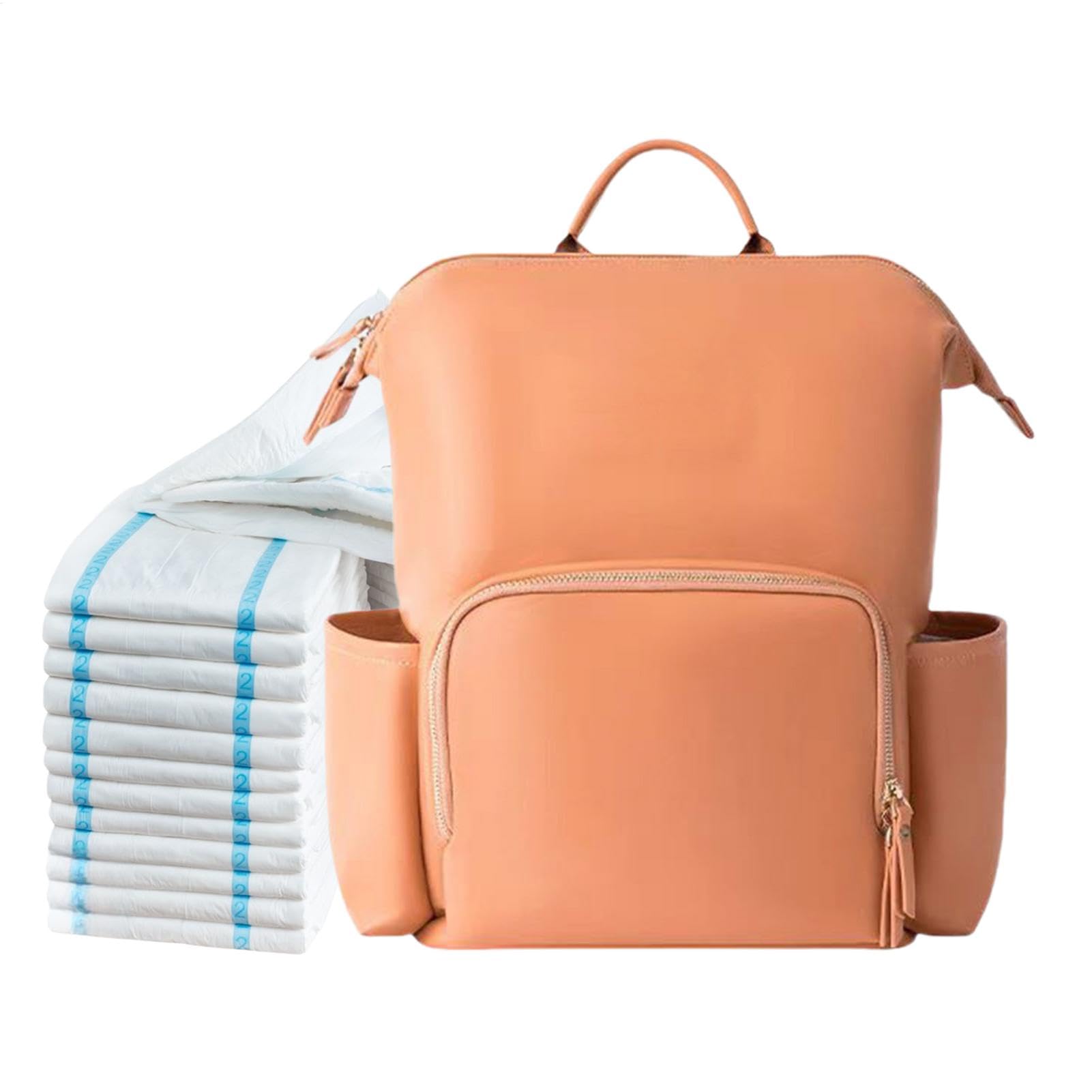 Mochila de cuero Boldia de pañales, mochila de bolsas de pañales de cuero