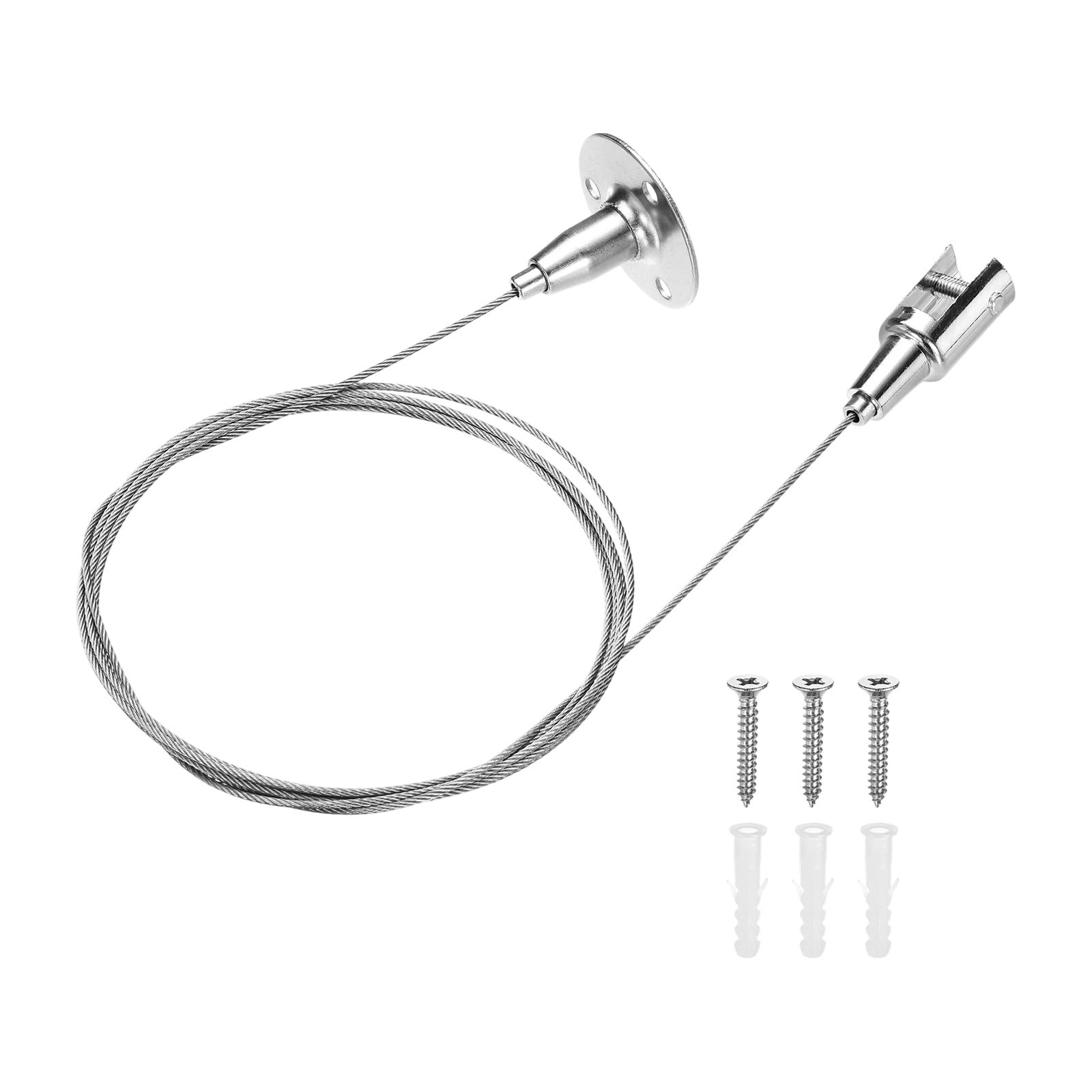 sourcing map 1Pcs Ceiling Sign Hanger, 6.56 ft Stainless Steel Adjustable Suspension Wire Cable Picture Hanging Wire for Billboards, Paintings, Mirror, Acrylic Panels, LED Panel Light