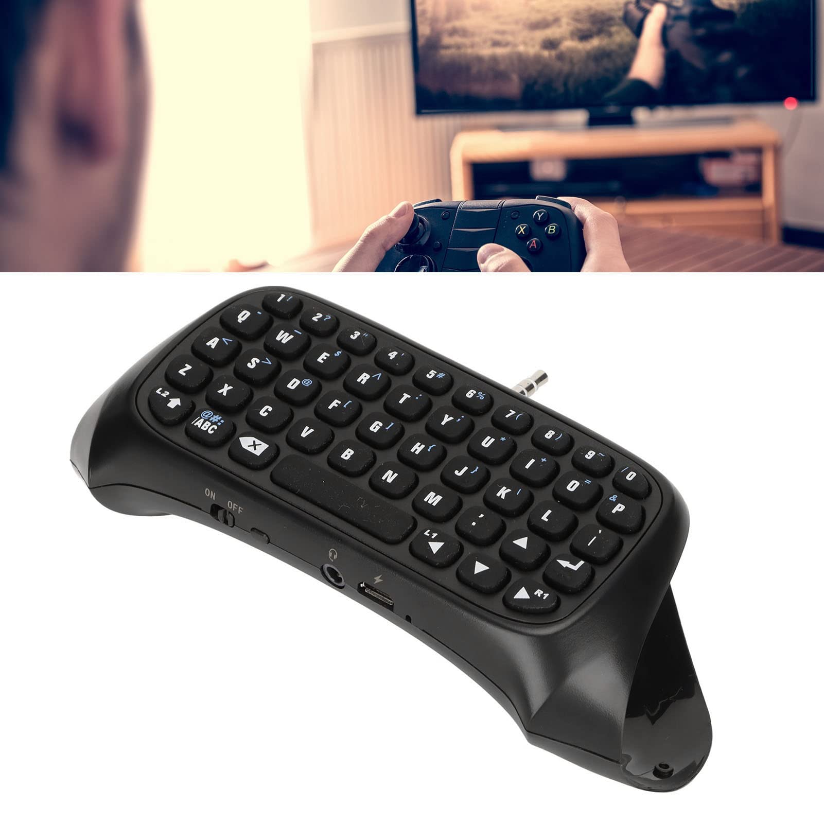 Teclado Controlador para Empuñaduras de Controlador PS4, Diseño Integrado, Mantiene El Estilo Original, Teclado Controlador Bluetooth Inalámbrico Multifunción para Chat de Texto PS4, Internet