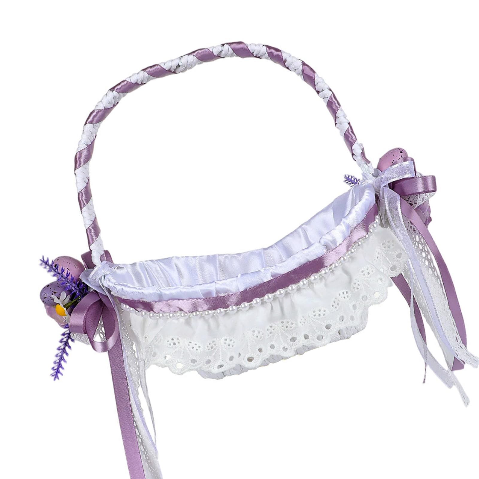 Elnwnnkc Kid Basket with Ribbon Bowknot Multipurpose Wedding Girl Basket for Baby Showers Birthday Wedding Celebration Portable Party