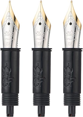 Jinhao 82 - Juego de 3 plumas estilográficas extrafinas con sección negra, borde dorado, compatible con Jinhao 82, 88, 95, 82 Mini, 92, 100 mini