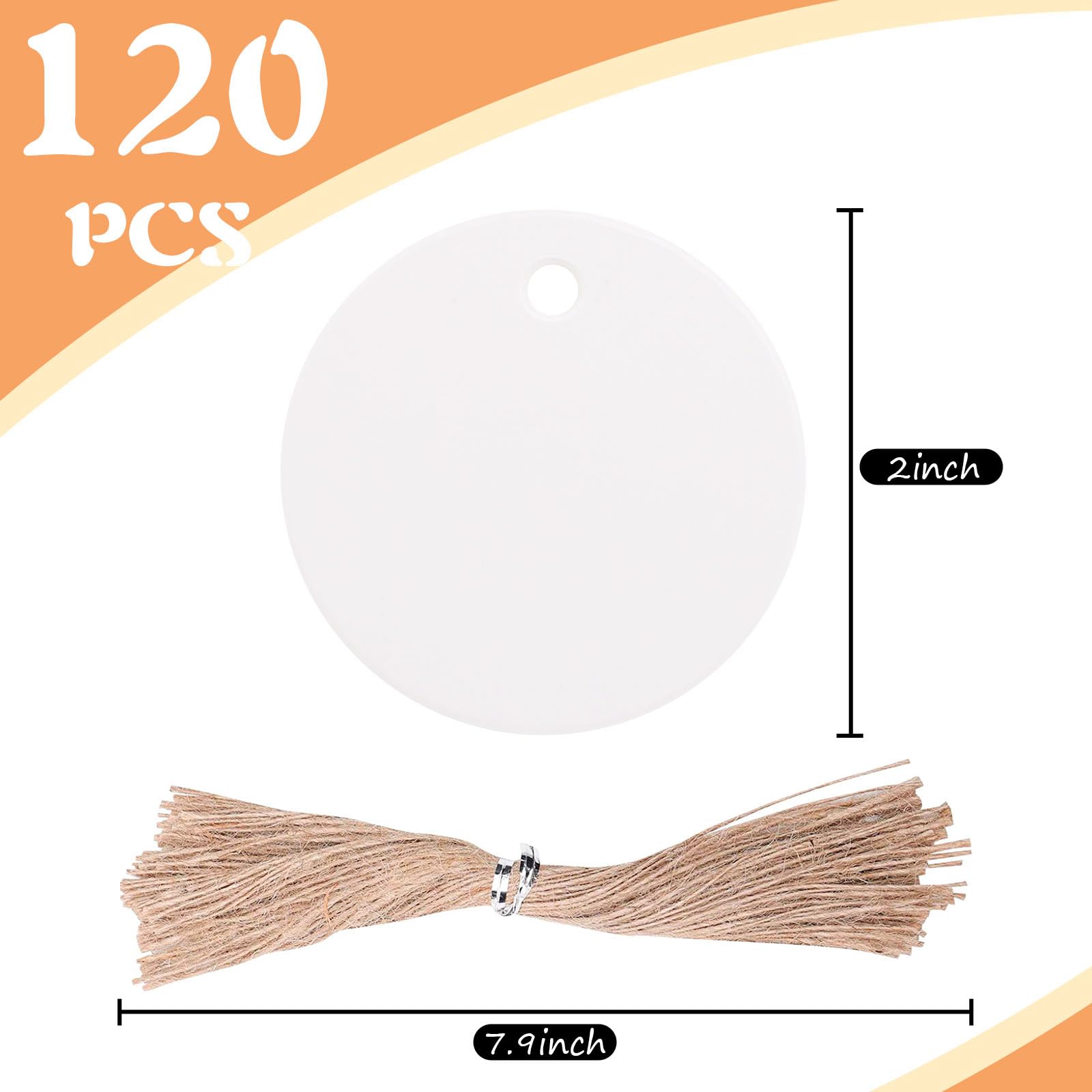 SallyFashion 120PCS White Round Gift Tags, 2 inch Kraft Paper Gift Tags with String for Gifts Wrapping Craft Project Wedding Favors