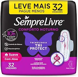 Sempre Livre Absorvente Externo Noturno Plus Noite e Dia Suave 32un Embalagem pode variar