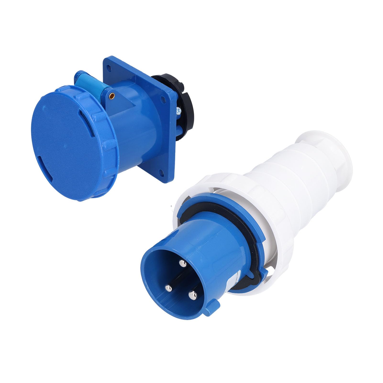 Fafeicy Jeu de Prises et Prises Industrielles, 220‑250V 63A 2P+T IP67 Connecteur Étanche 3 Broches 3 Phases Prise Dissimulée, pour Fabrication Industrielle, Opérations Commerciales, Production
