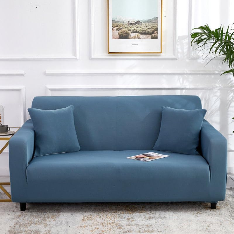 Odot Sofa Cover,High Stretch Sofa Cover 1 2 3 4 Seater,Breathable Sofa Slipcovers,for Corner Sofa Cover L Shape,Stylish Modern Solid Colours Couch Cover Non Slip Cover (Lake Blue,3 Seater)