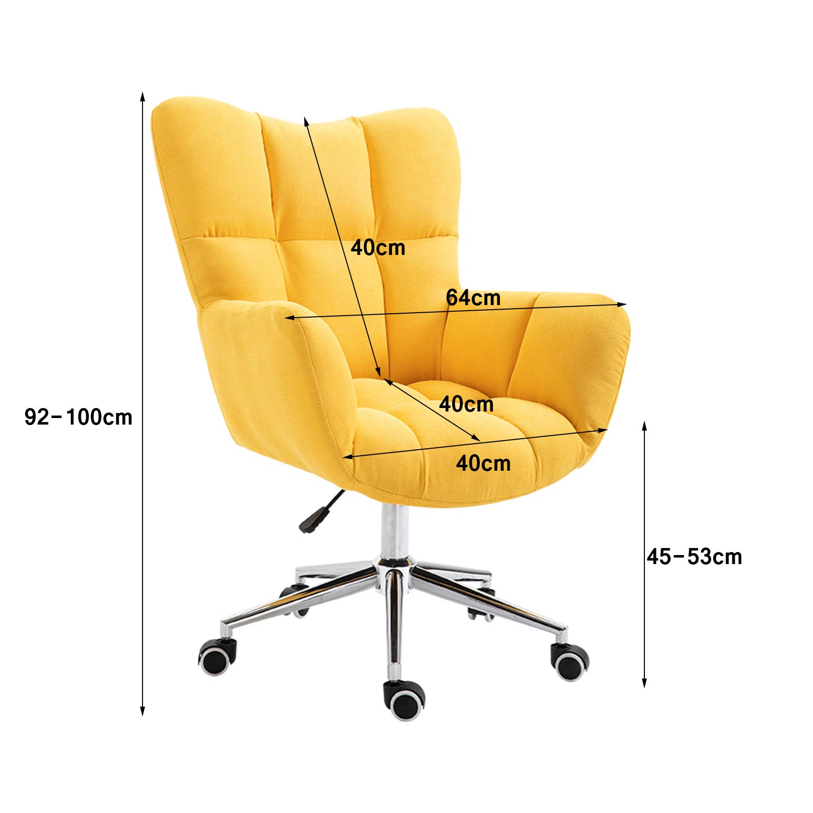 SONGMICS sedia da ufficio sedia da scrivania ergonomica sedia girevole sedile imbotto copertura in tessuto regolabile in altezza  1503