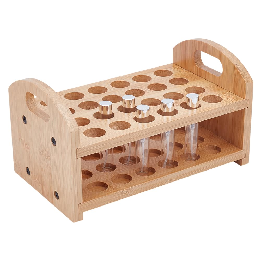 OLYCRAFT Rollerball Parfüm Organizer 24 Fach Parfüm Aufbewahrungshalter Aus Holz Aufbewahrung von Schönheitsdüften Make Up Lipgloss Lippenstift Vitrine Kommode Organizer Für Schlafzimmer