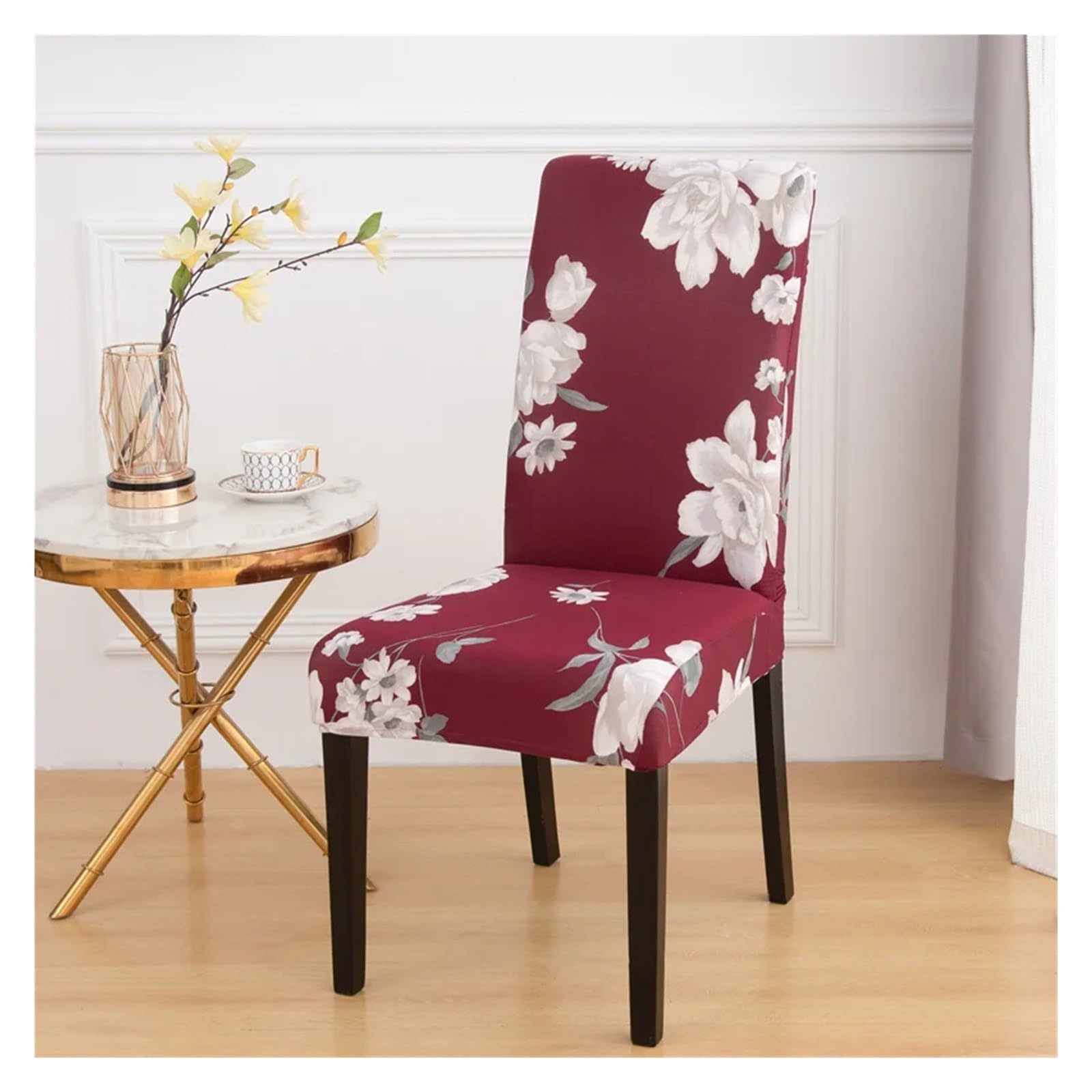 GCYEIDMA Printed Chair Covers 4/6pcs Stretchy Dining Chair Covers with Floral Print - Removable & Machine Washable Slipcovers(C,4PC)