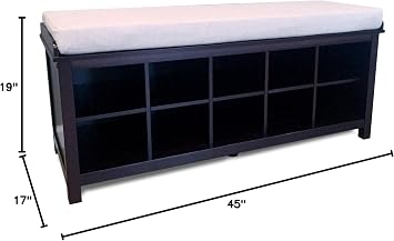John Louis Home Wood 10 Cube Shoe Storage Bench (Espresso)
