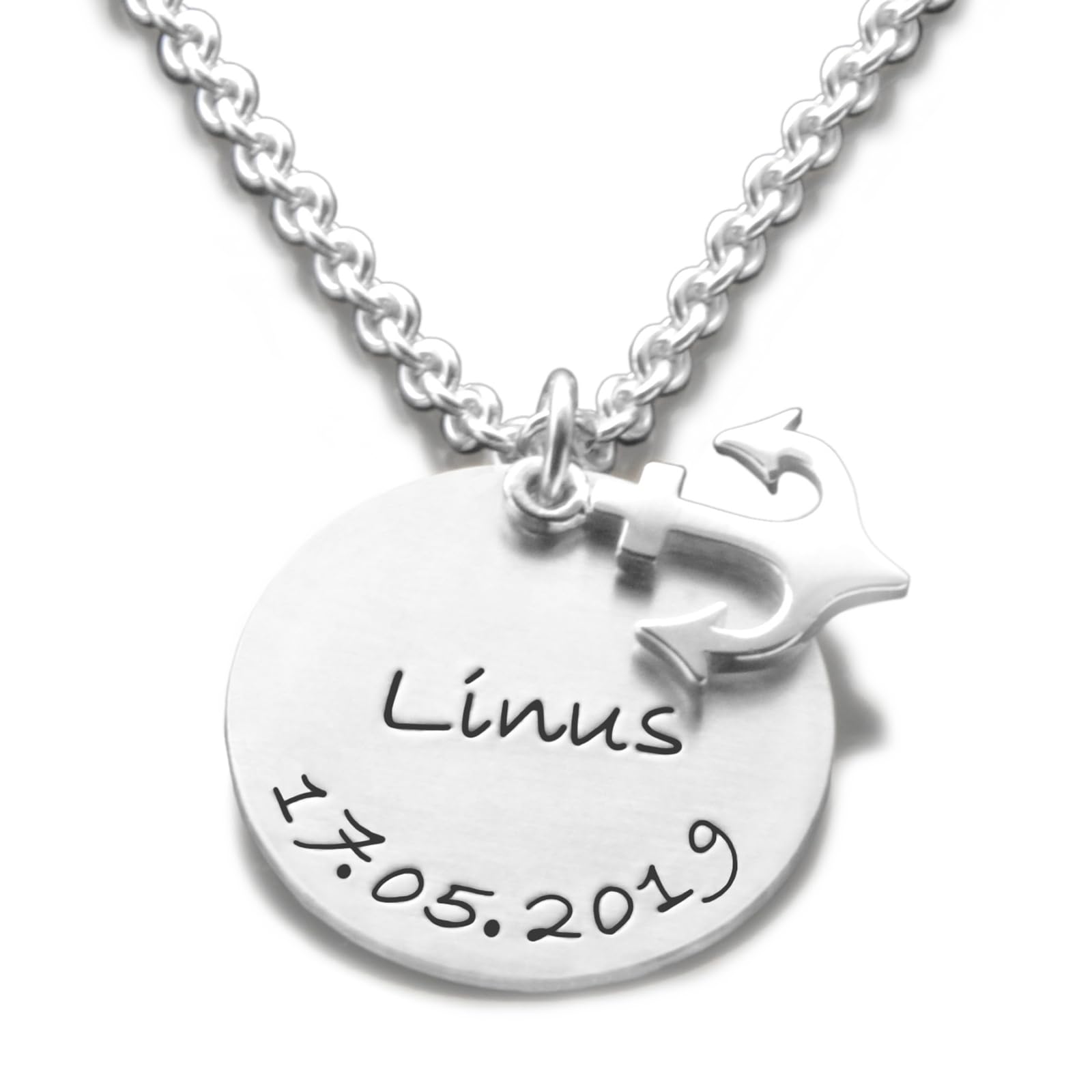 Taufkette Junge Taufschmuck personalisiert ANKER 925 Silber Gravur Jungs Name Taufdatum personalized handgearbeitet