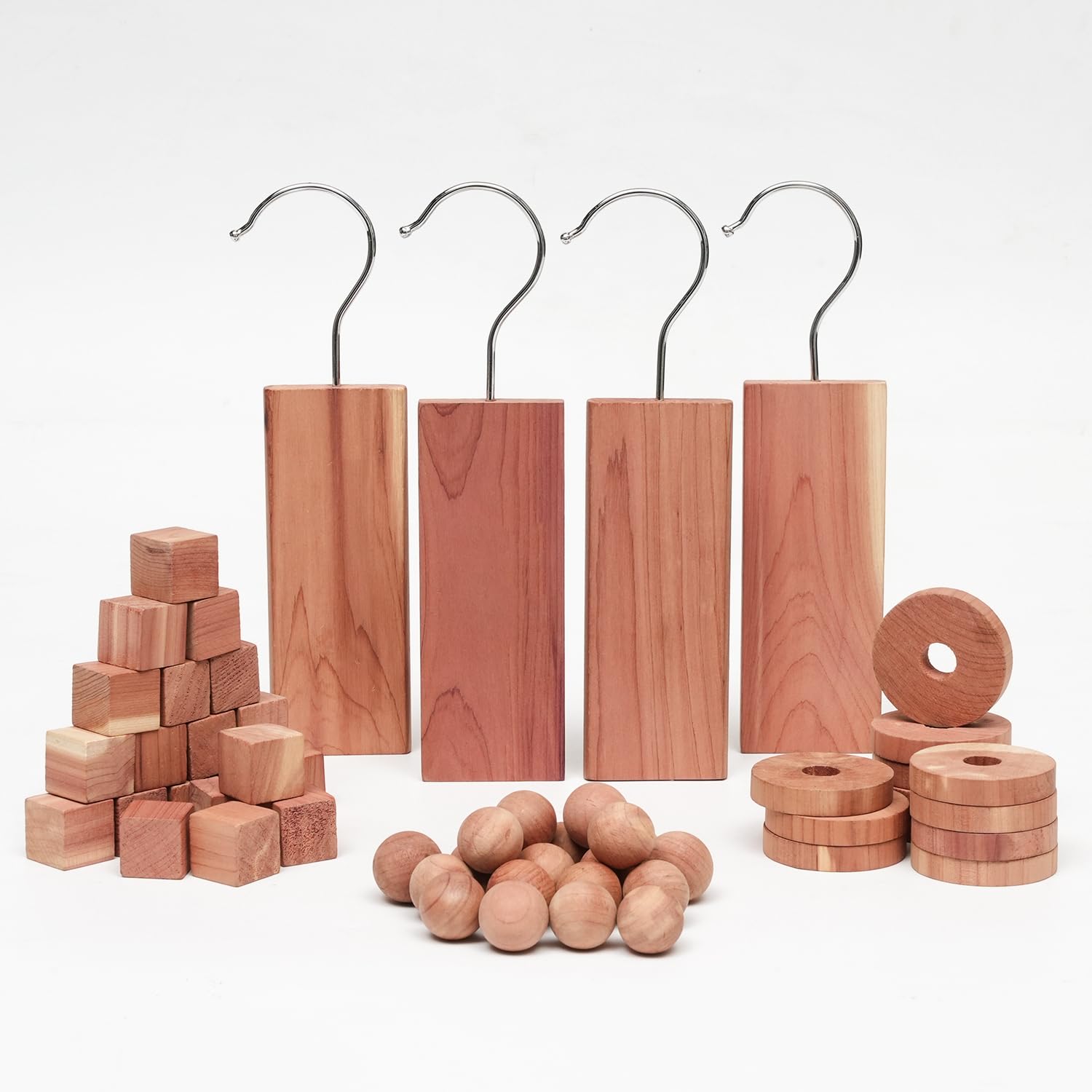 Cedar Wood Moth Repellent for Wardrobes, Anti Moth Repellent Cedar Blocks for Clothes Protection Discs Aromatic Cedar Wood Balls Hangers Rings (56 Pieces)