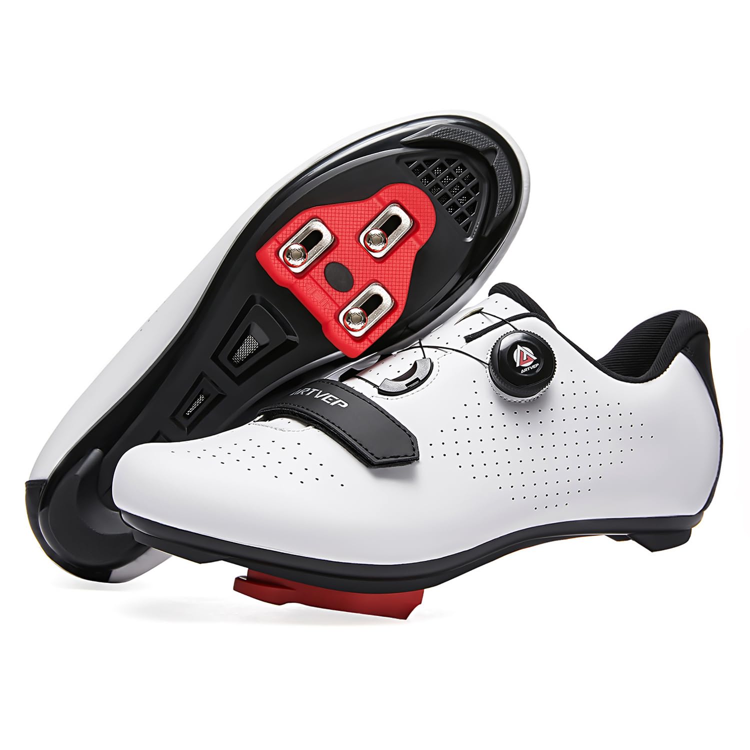 ARTVEP Unisex Cycling Shoes, Compatible with Shimano SPD & Look Delta, Peloton Bike Shoes, Men's & Women's, Black, Size 9.5