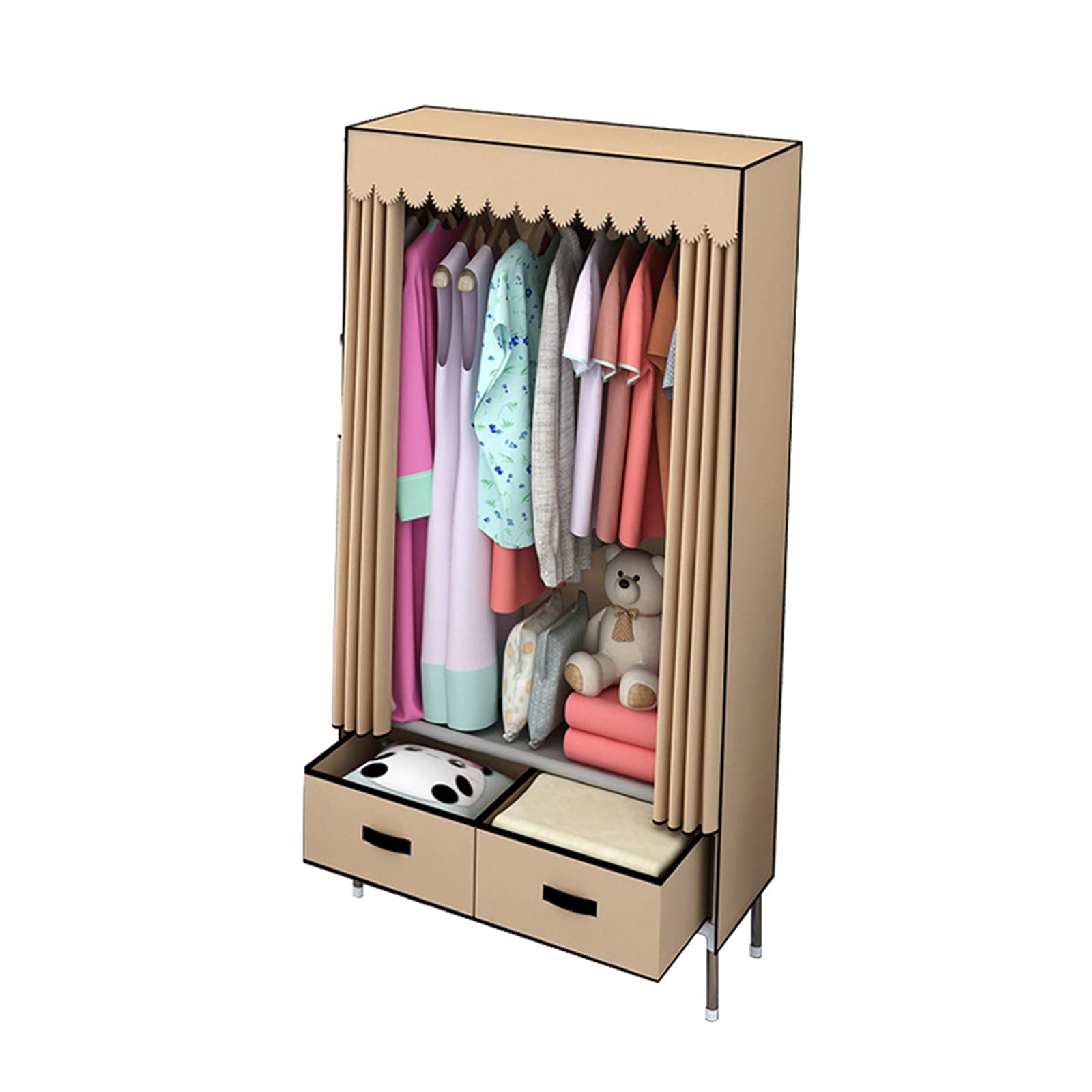 Tragbarer Eck-Kleiderschrank, Stoff-Aufbewahrungsschrank für Schlafzimmer, offenes Design, einfache Montage, platzsparend, Maße 168 x 70 x 45 cm