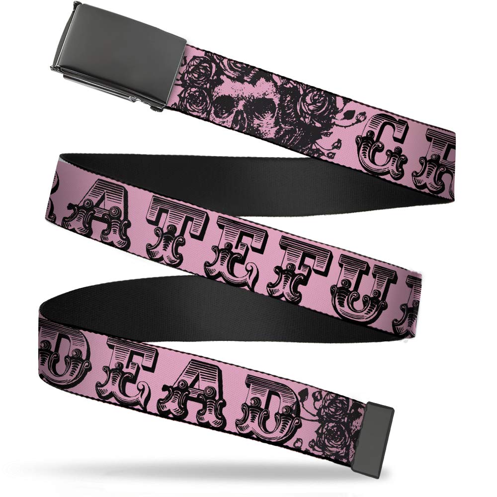 Cinturón Grateful Dead de red abatible rosa ajustable estilo calavera rock 5