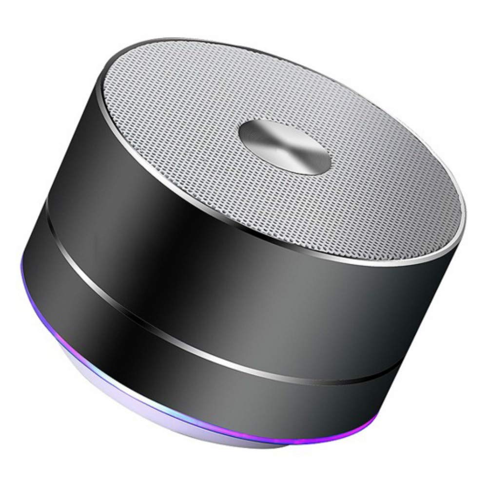 YIKAY Portable Wireless Bluetooth Speaker Stereo LED Speakers with Built-In Mic, MINI Subwoof Smart Column Loudspeaker for Travel Outdoor,Black