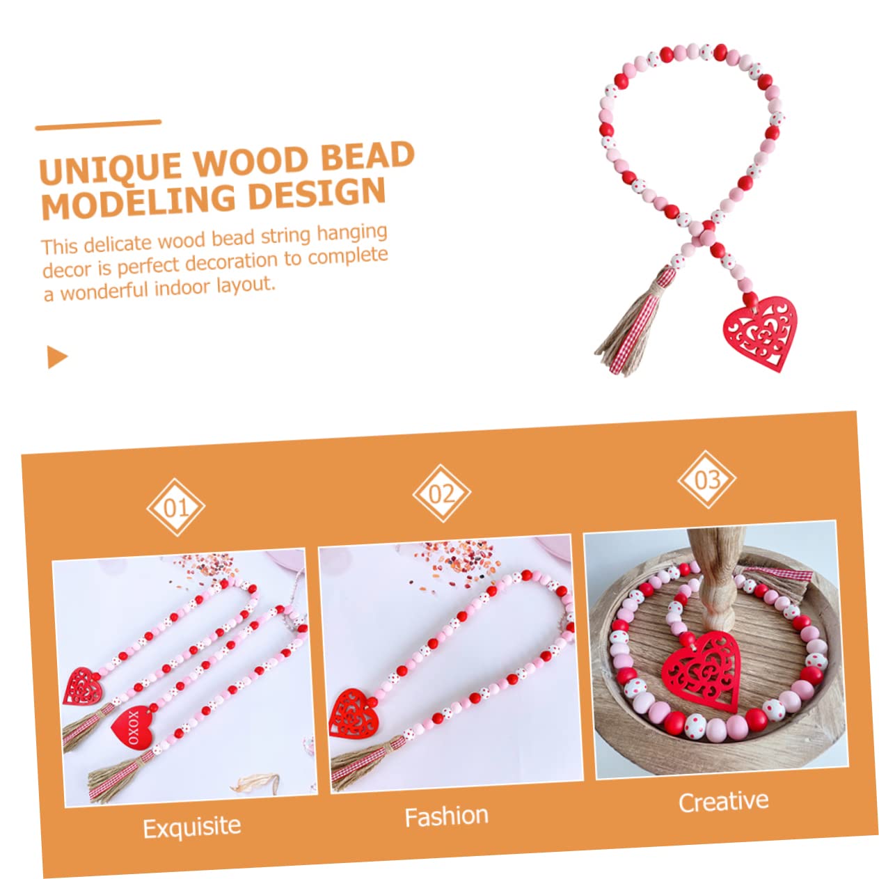 5 Stücke Perle Dekoration Valentinstag Holz Bead Garland Quaste Für Home Festliche