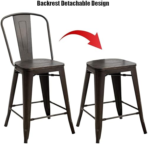 Miniatura 6 de Costway juego de 4 sillas de cobre y madera rústicas para cocina comedor de 236 pulgadas