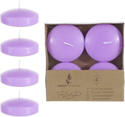Mega velasUnscented 3" Disco flotante VelasLavandaJuego de 12cga064-lv