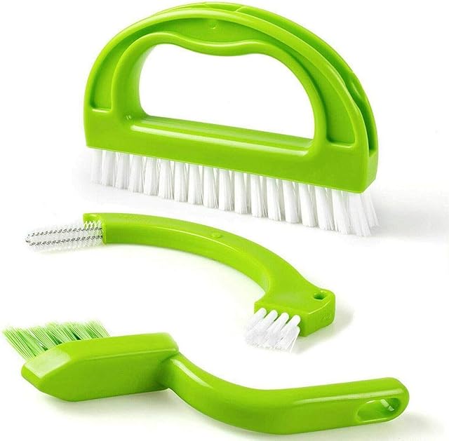 SPICOM 3 in 1 Tile Grout Cleaner Brush For Kitchen Bathroom - Dirt Scrubbing Tool Stiff - Bristles Cleaning Joints Scrubber