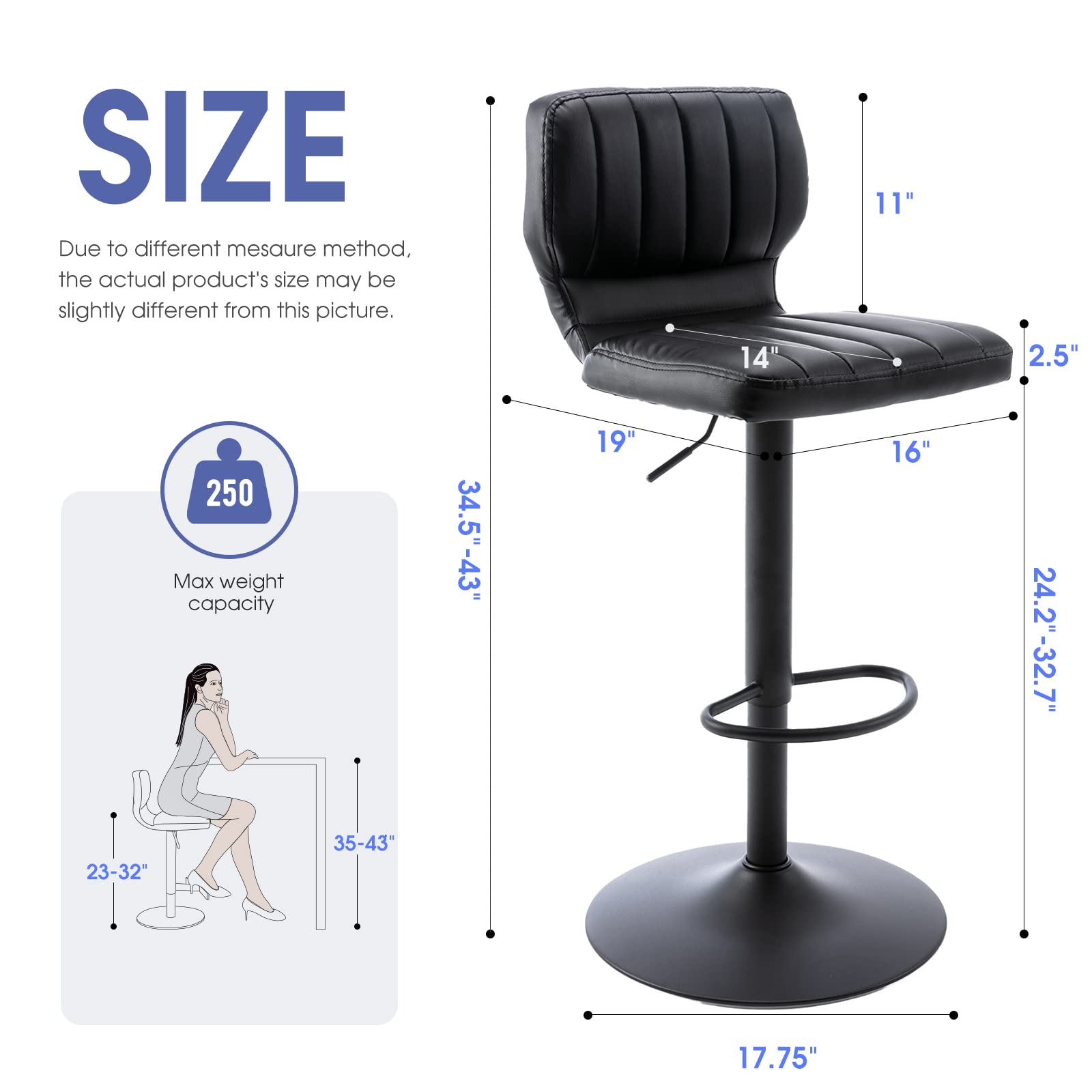 Amazon｜Brage Living 調節可能なバースツール 2個セット モダン PU