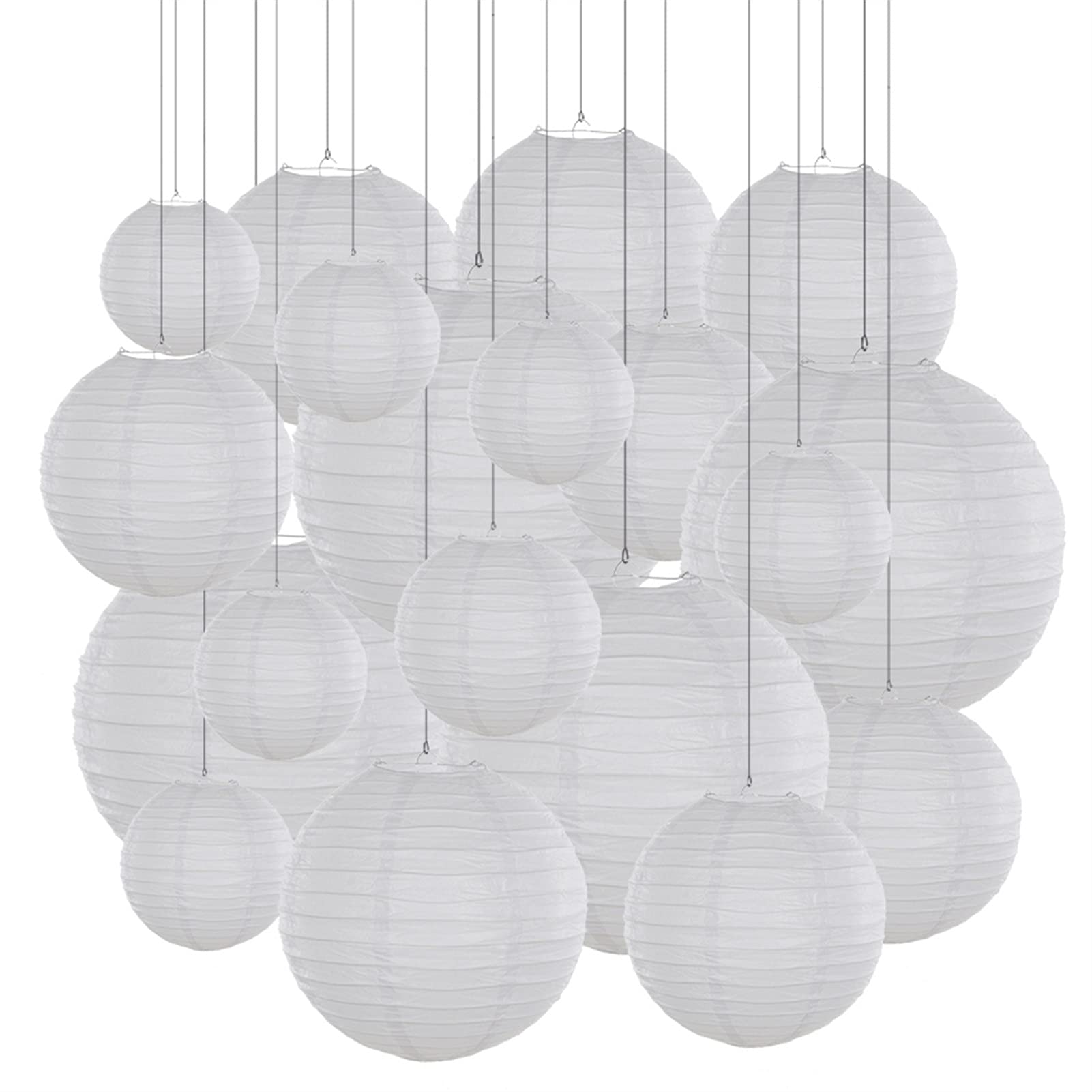 Festival de farolillos 20 piezas/lote tamaño de mezcla 6 '' - 12 '' farolillos de papel rosa bola de papel chino para decoración colgante privada de boda (color: blanco)