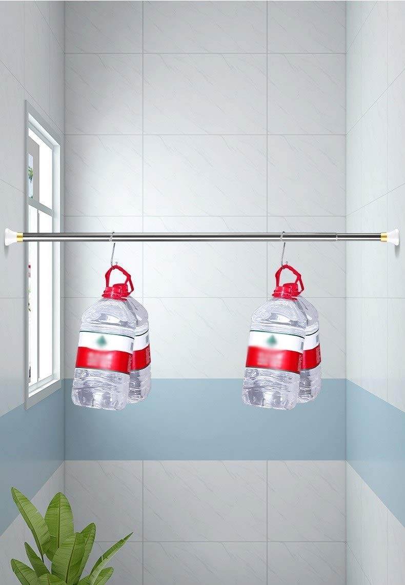Tringle de Tension de Rideau de Douche sans perçage, Tige de Tension de Rideau de Douche Extensible, Barre de Suspension Robuste en Acier Inoxydable 304 avec Tige de Tension à Ressort, Tring