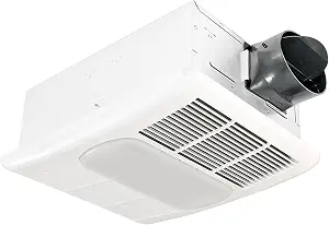 Delta Breez Radiance Bathroom Exhaust Fan with Light, Heater & Thermostat, 80 CFM, White