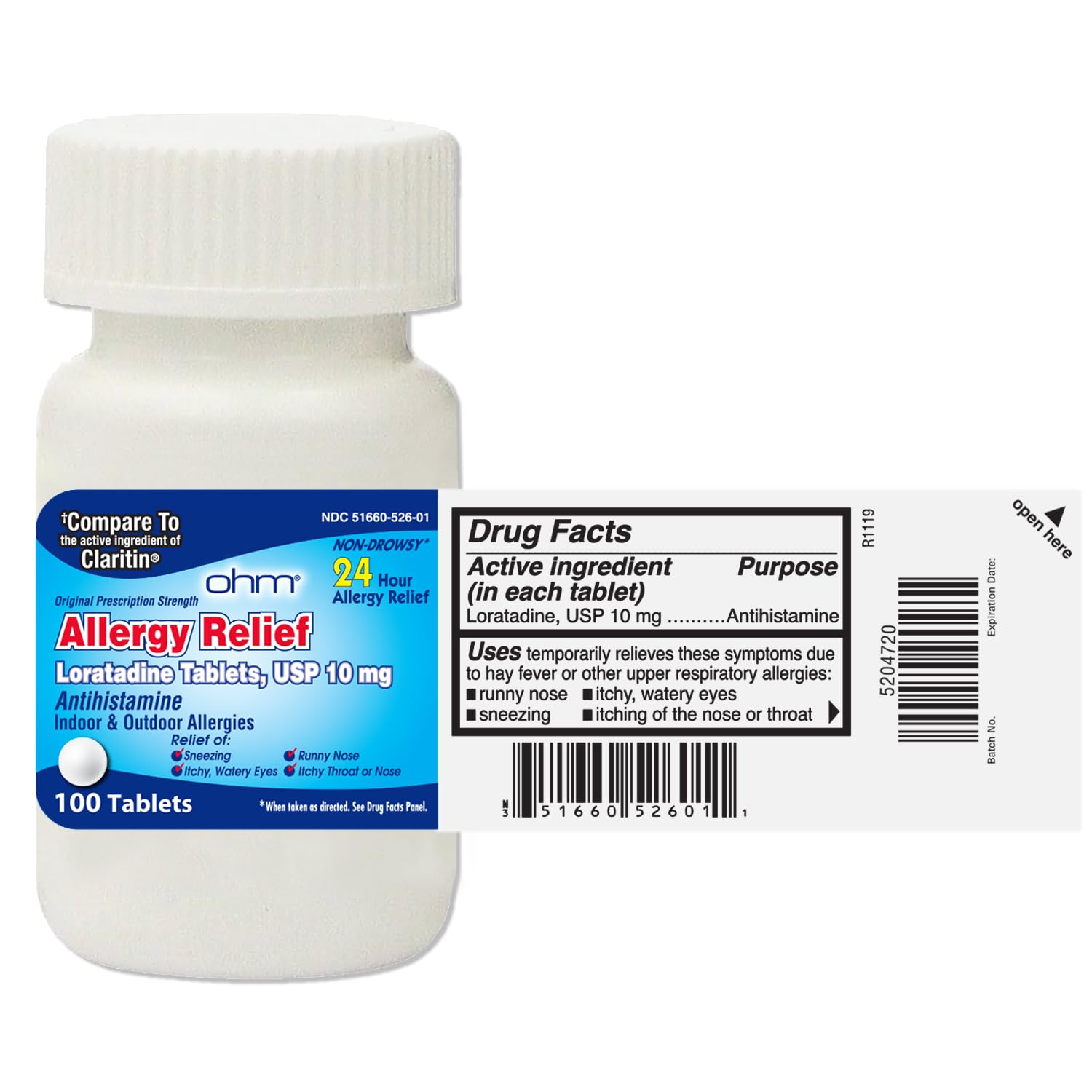 Ohm Allergy Pills Loratadine 10 mg Antihistamine, 100 Count — Amazon image 5