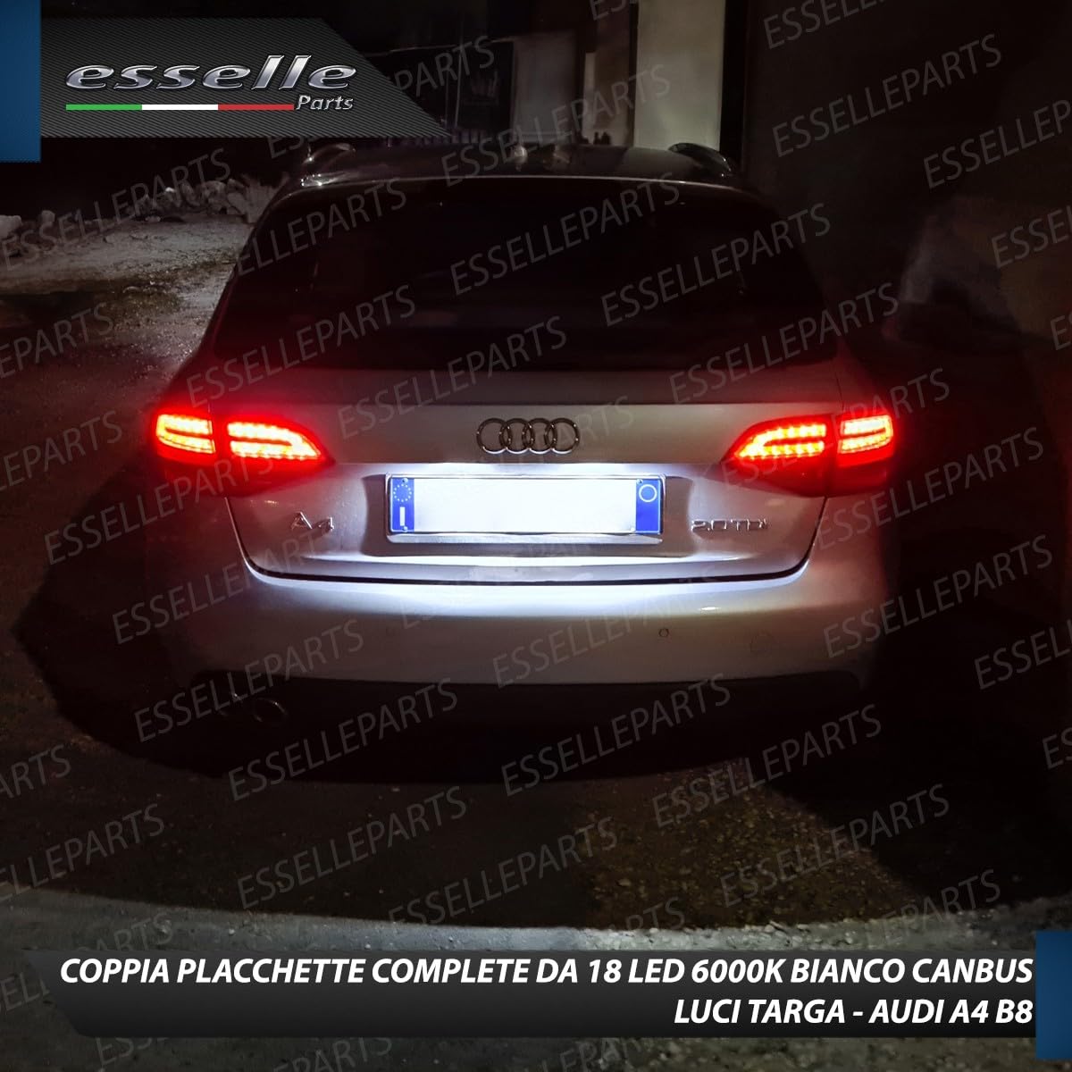 Placchette Luci Targa LED Compatibili con Audi A1 8x, A4 B8, A5 8T, A8 D4, Q5 8R, A3 8V, A1 MK2, A4 B9, A6 C7, A7, Q3 8U, Q7 4M MK2, A3 8Y, Q3 F3, A5 8T 18 SMD CANBUS 6000K Bianco Ghiaccio Plug & Play