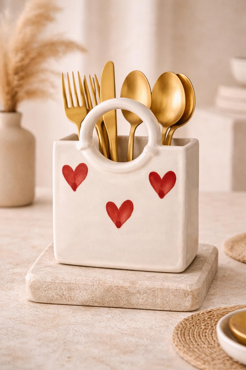 Ceramic Utensil Holder - Evil Eye Design -2