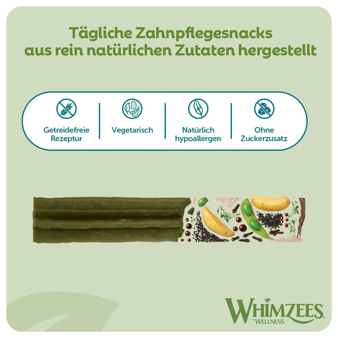 WHIMZEES Stix M, Monatspackung, 30 Stück – Größe M, Kaustangen für mittelgroße Hunde zur Zahnpflege, Getreidefrei, Natürlich, ohne Zuckerzusatz