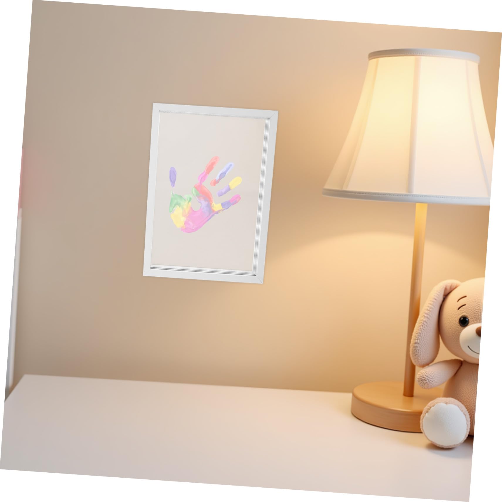 TOYANDONA Marco de Huellas Familiar de Madera Natural Kit para Huellas de Manos y Pies de Niña Marco de Fotos Artesanal para Recuerdos Familiares para Recién Nacidos Parejas y Eventos