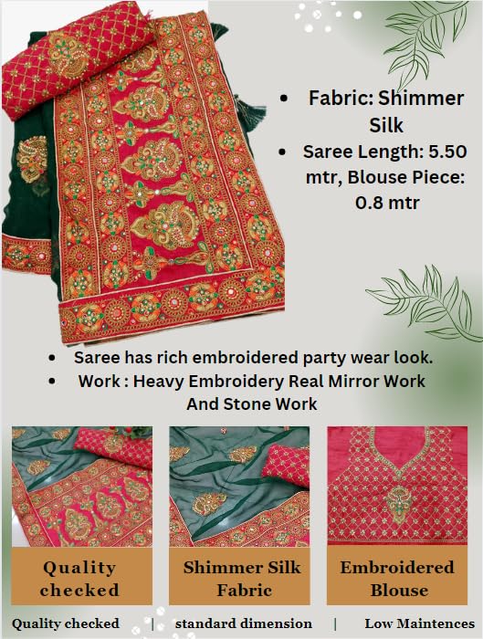 Image of Women's Bollywood Heavy Sequins Embroidery Work Georgette Saree with Unstitched Blouse