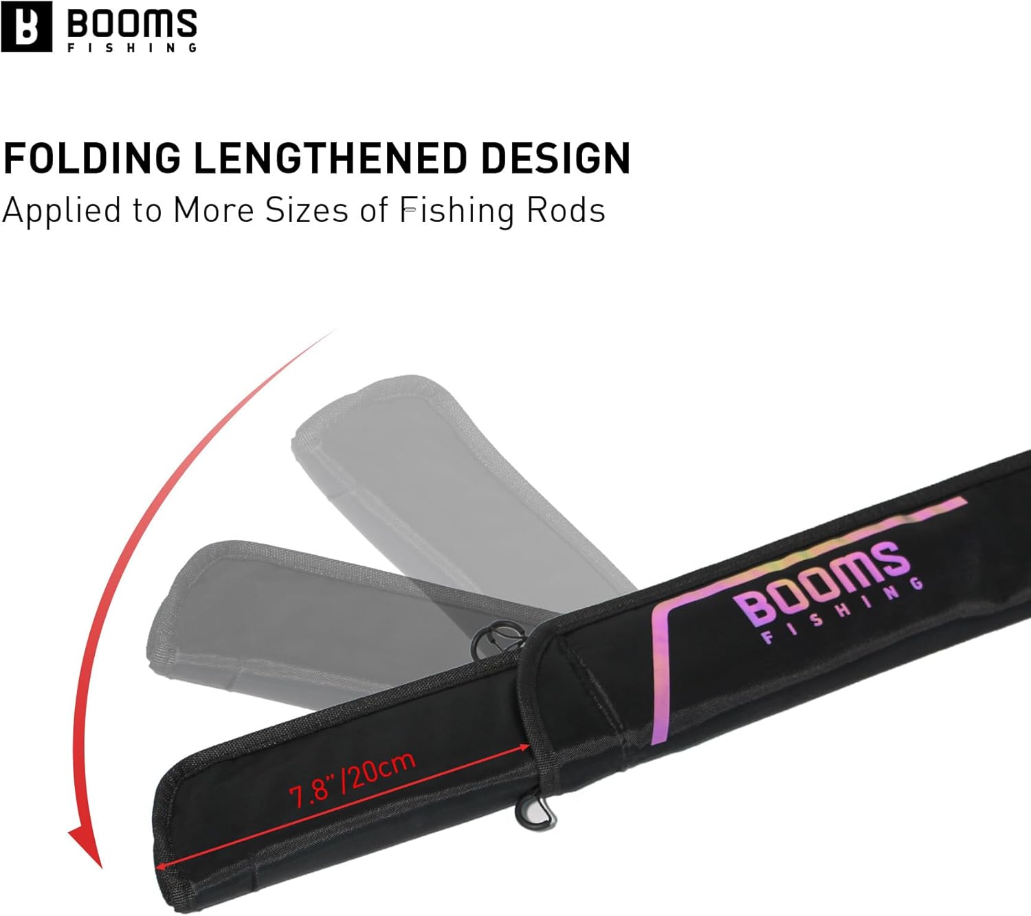 Booms Fishing PB4 4.4ft~5ft Fishing Rod and Reel Case, Portable Folded Fishing Pole Case, 0.6ft/8" Extended Design Fishing Spinning Rod Bag, Store Up to 2~3 Fishing Rods and Reels, 52"~60"