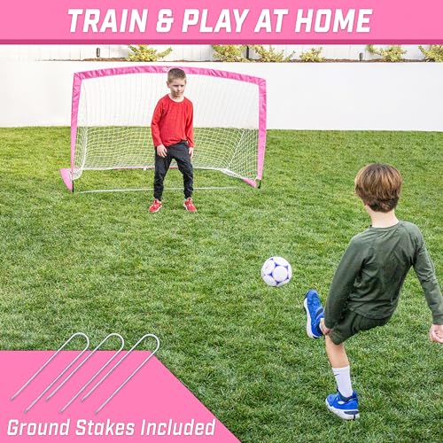 Image of GoSports Portable Soccer Goals for Kids - 13 Color Options - Choose 4 x 3 ft or 6 x 4 ft - Team Tone Pop Up Nets for Backyard