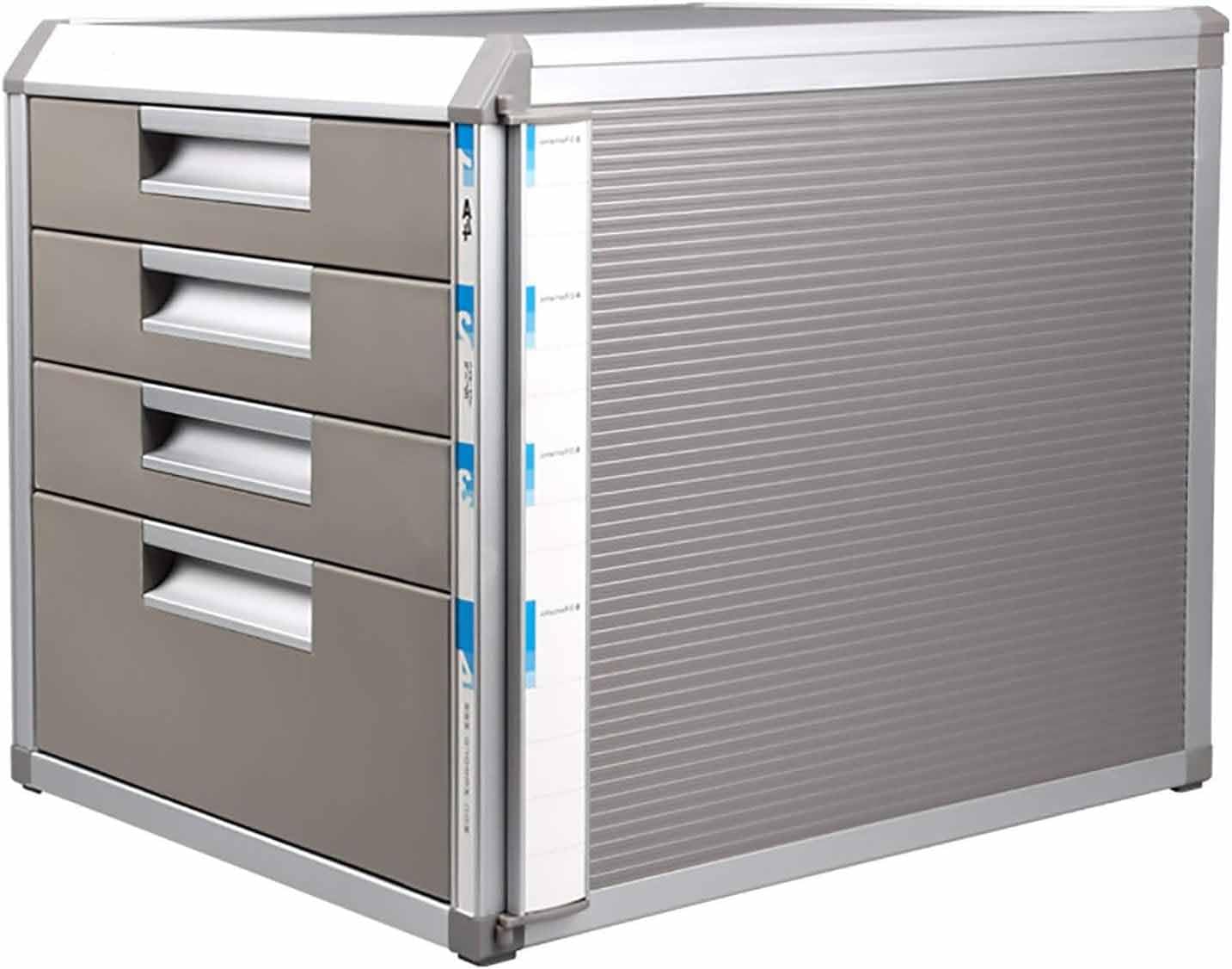 ASerZenith Desktop File Cabinet With Lockable Drawers Aluminum Alloy Drawer Nizer With Cosmetic And Storage Desktop Storage Box With Drawers.,4 Layer