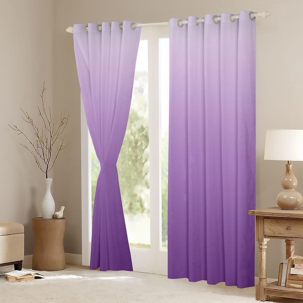 Feelyou Purple Abstract Ombre Blackout Curtains Geometric Darkening Drapes for Bedroom Living Room Decor Modern Art Thermal Insulated Shades Window Treatments, 2 Panels 38 x 54 Inch
