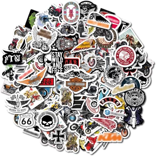 BulbaCraft 179 Pcs Motorcycle Stickers - Strong Adhesive & Waterproof Stickers for Adults Small Stickers Gifts for Men Vinyl Stickers